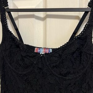 Urban Outfitters Size L Black Lace Slip on Mini Dress